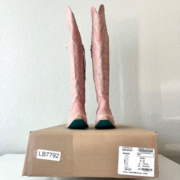 Lane LEXINGTON Over the Knee Womens Cowboy Boots 7 Pink Western Cowgirl Lace up - Picture 13 of 14